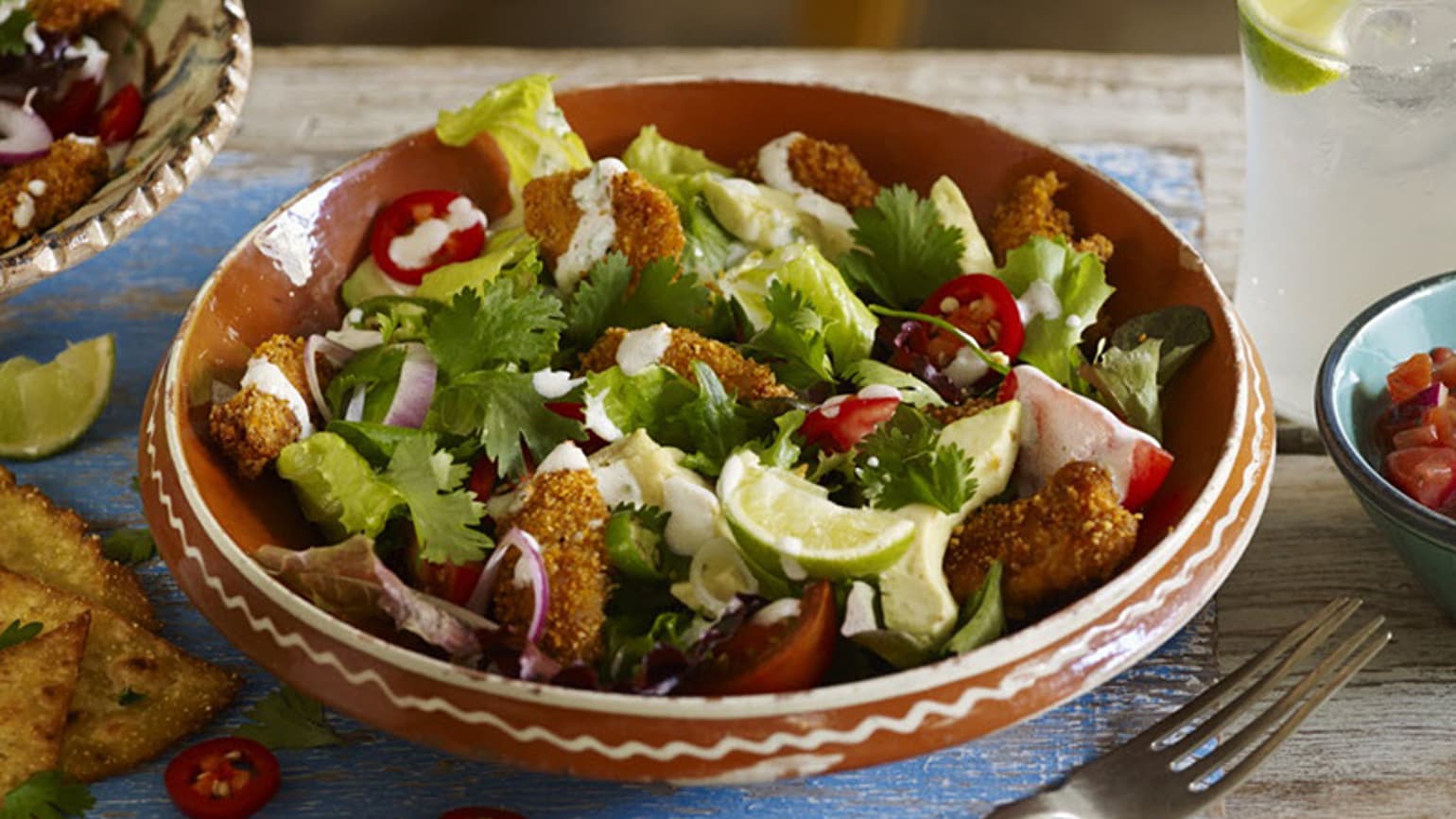 crispy chicken avocado and lime salad